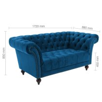 Chanter Fabric 2 Seater Sofa In Midnight Blue