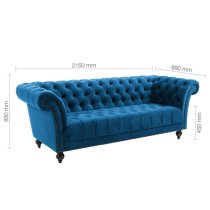 Chanter Fabric 3 Seater Sofa In Midnight Blue