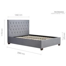 Colognes Fabric Double Bed In Grey