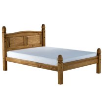 Corina Wooden Low End Double Bed In Waxed Pine