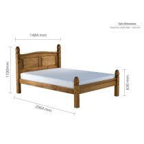 Corina Wooden Low End Double Bed In Waxed Pine