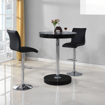 Havana Bar Table In Black With 2 Ripple Black Bar Stools