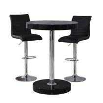 Havana Bar Table In Black With 2 Ripple Black Bar Stools