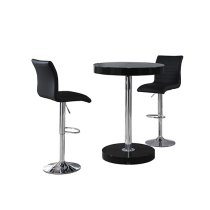 Havana Bar Table In Black With 2 Ripple Black Bar Stools