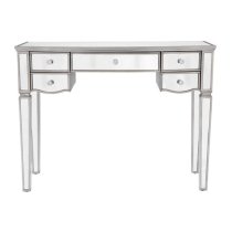 Elysee Glass Dressing Table In Mirrored With 5 Drawers