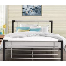 Farina Metal Single Bed In Silver And Black