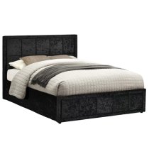 Hanover Fabric Ottoman Double Bed In Black Crushed Velvet