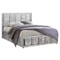 Hanover Fabric Ottoman Double Bed In Steel Crushed Velvet