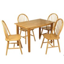 Marsic Dining Set In Light Oak With 4 Spindleback Chairs