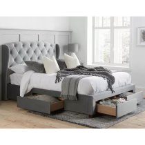 Hoper Fabric Double Bed In Grey