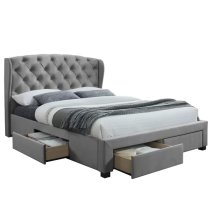 Hoper Fabric Double Bed In Grey