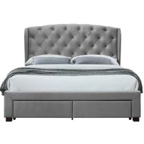 Hoper Fabric Double Bed In Grey