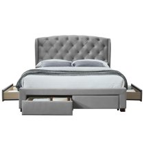 Hoper Fabric Double Bed In Grey