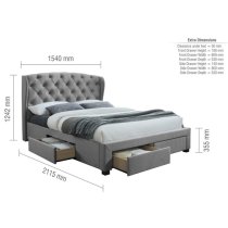 Hoper Fabric Double Bed In Grey