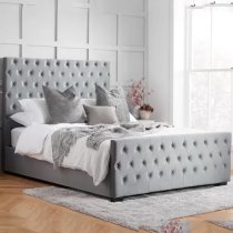 Marquise Fabric Double Bed In Grey