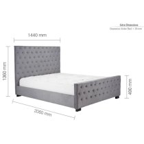 Marquise Fabric Double Bed In Grey