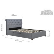 Marlowe Fabric Storage Double Bed In Grey