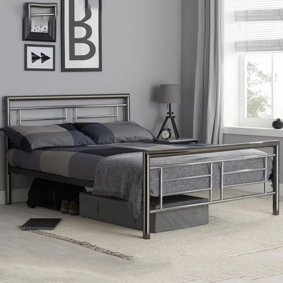 Montane Metal King Size Bed In Chrome And Nickel