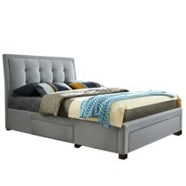 Shelbi Fabric Double Bed In Grey