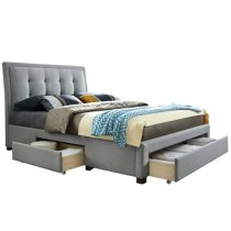 Shelbi Fabric Double Bed In Grey