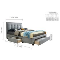 Shelbi Fabric Double Bed In Grey