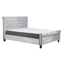 Siena Fabric Double Bed In Steel Crushed Velvet