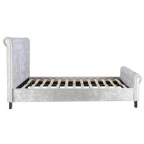 Siena Fabric Double Bed In Steel Crushed Velvet