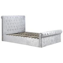 Siena Fabric Ottoman Small Double Bed In Steel Crushed Velvet