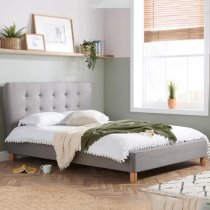 Stock Fabric Double Bed In Grey