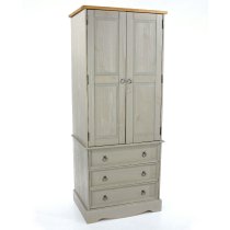 Consett Wooden Wardrobe With 2 Doors 3 Drawers In Grey And Oak