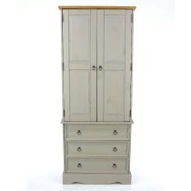 Consett Wooden Wardrobe With 2 Doors 3 Drawers In Grey And Oak