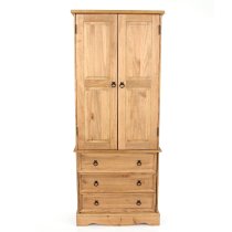 Consett Wooden Wardrobe With 2 Doors 3 Drawers In Oak