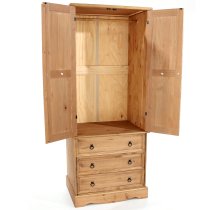 Consett Wooden Wardrobe With 2 Doors 3 Drawers In Oak