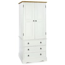 Consett Wooden Wardrobe With 2 Doors 3 Drawers In White And Oak