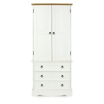 Consett Wooden Wardrobe With 2 Doors 3 Drawers In White And Oak