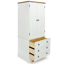 Consett Wooden Wardrobe With 2 Doors 3 Drawers In White And Oak