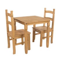 Consett Wooden Square Dining Table With 2 Chairs In Oak