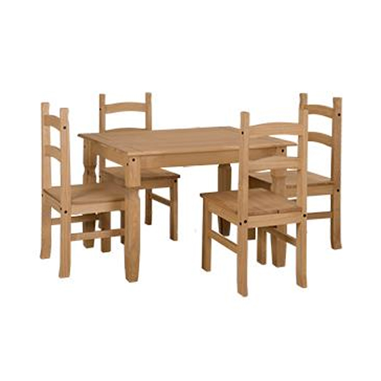 Consett Wooden Dining Set In Oak With 4 Chairs