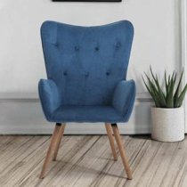 Willows Fabric Bedroom Armchair In Midnight Blue