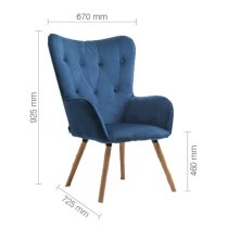 Willows Fabric Bedroom Armchair In Midnight Blue