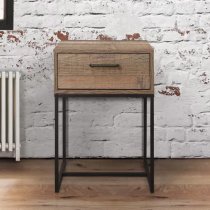 Urbana Wooden Bedside Cabinet Narrow With 1 Drawer In Rustic