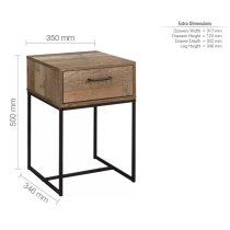 Urbana Wooden Bedside Cabinet Narrow With 1 Drawer In Rustic