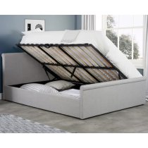 Stratos Side Ottoman Fabric Double Bed In Grey