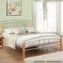 Tetra Metal Single Bed In Beech And Silver