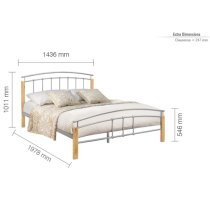 Tetra Metal Double Bed In Beech And Silver