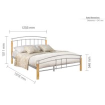 Tetra Metal Small Double Bed In Beech And Silver