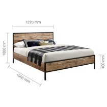 Urbana Wooden Small Double Bed In Rustic