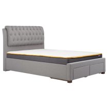 Valentina Fabric Double Bed With 2 Drawers In Grey