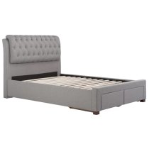 Valentina Fabric Double Bed With 2 Drawers In Grey