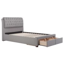 Valentina Fabric Double Bed With 2 Drawers In Grey